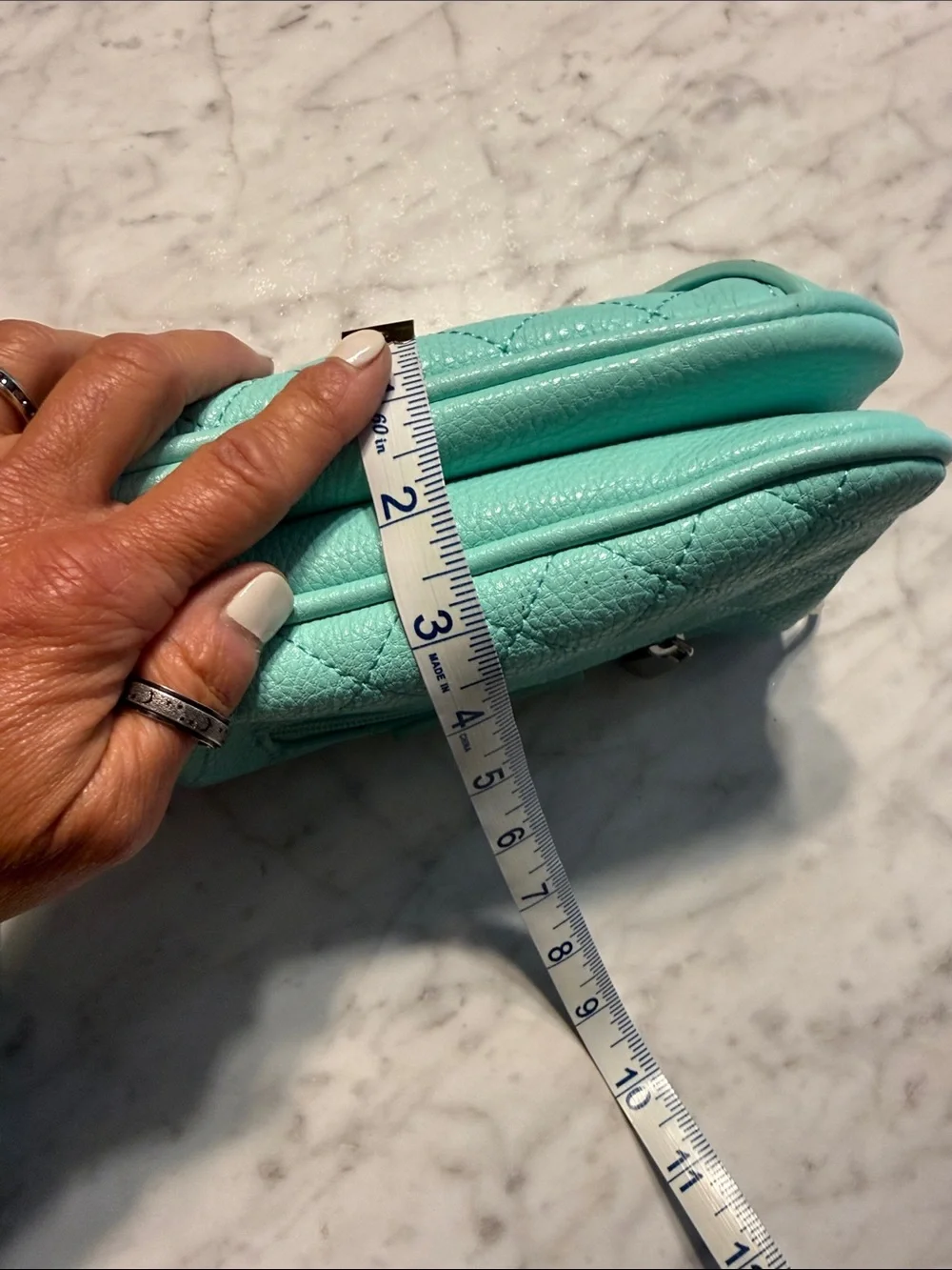 Charming Charlie Quilted Aqua Teal Wristlet Crossbody Bag NWOT